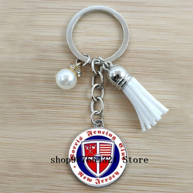 New Fencing Sports Keychain Retro Fencing Silhouette Art Keychain Glass Dome Pendant Keychain Men's and Women's Club Gifts