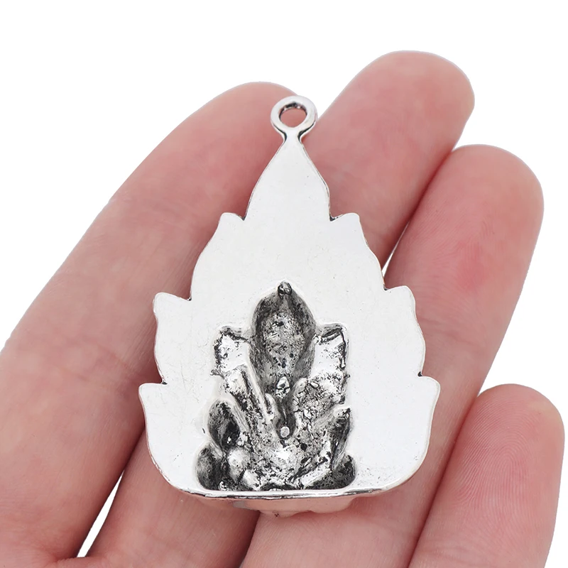 ZXZ 5pcs Tibetan Silver Large Ganesha Elephant God Of Beginnings Charms Pendants for Necklace Jewelry Making Findings 54x36mm