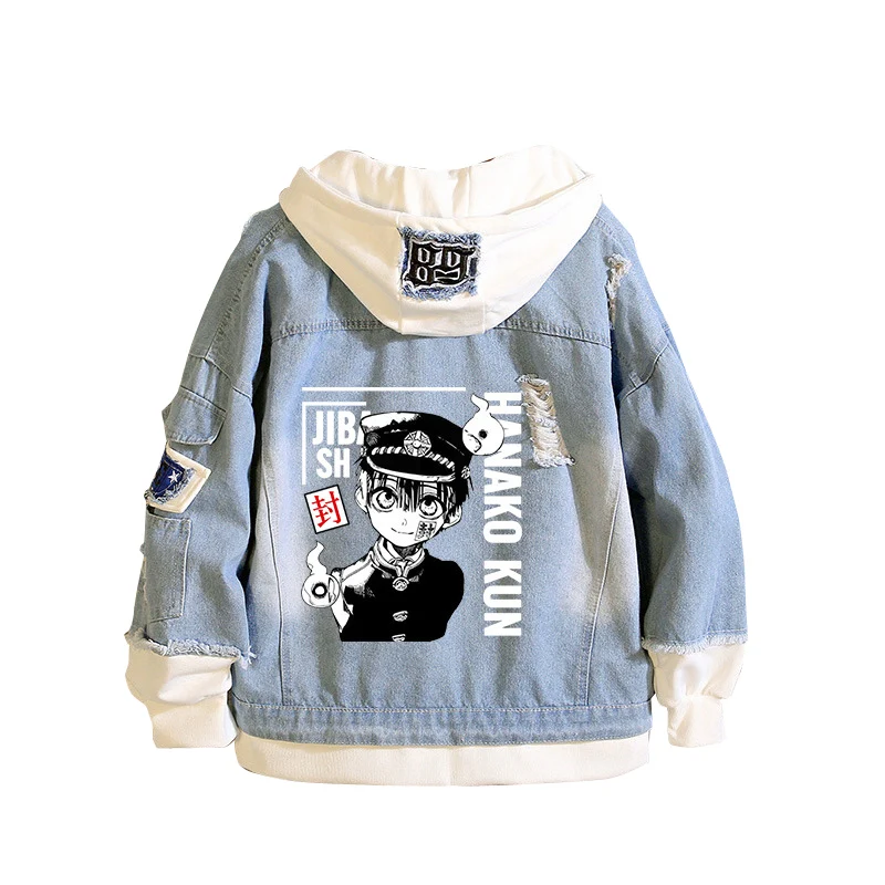 Toilet-Bound Hanako-kun Demin Jacket Hooded Sweatshirt Boys Harajuku Windbreaker Jeans Streetwear Yugi Amane Cute Couple Hoodies