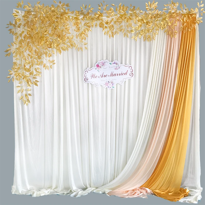 Simple Wedding Backdrop White Curtain with Purple Lavender Swag pretty Drapes Stage Background Curtain Wedding Decorations