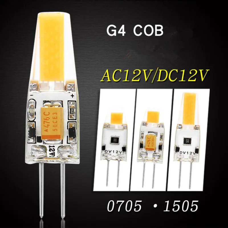 

LED G4 COB 1 1W 0705/ 1.5W 1505 AC12V DC12V Silica Gel High Brightness Intelligent IC No Strobe Use For Crystal Lamp