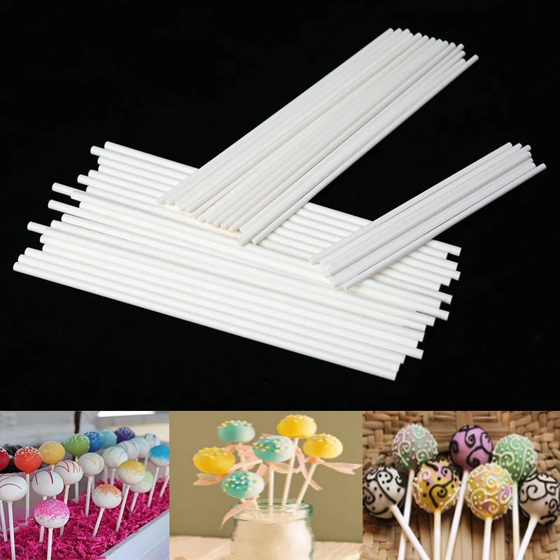 Hot 100 pcs Pop Sucker Sticks Chocolate Cake Lollipop Lolly Candy Making Mould White Sugar Sweet Pole Mold