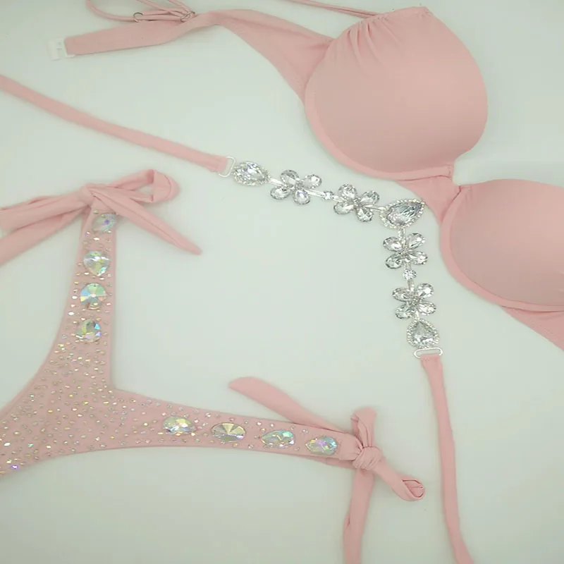 2020 venus wakacje damskie seksowne bikini diamentowe bling kamienie stroje kąpielowe nowy letni strój kąpielowy bandaż rhinestone kostiumy kąpielowe