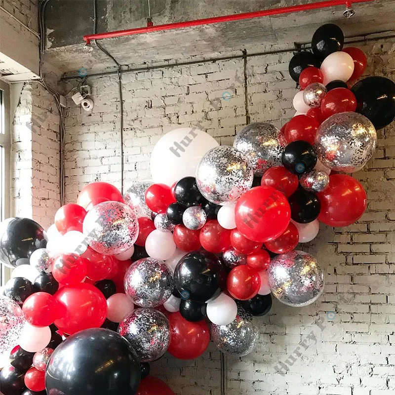 

129Pcs Black Balloon Garland Arch Kit Red Ballon Graduation Birthday Party Decorations Supplies Baby Shower Home Decoration