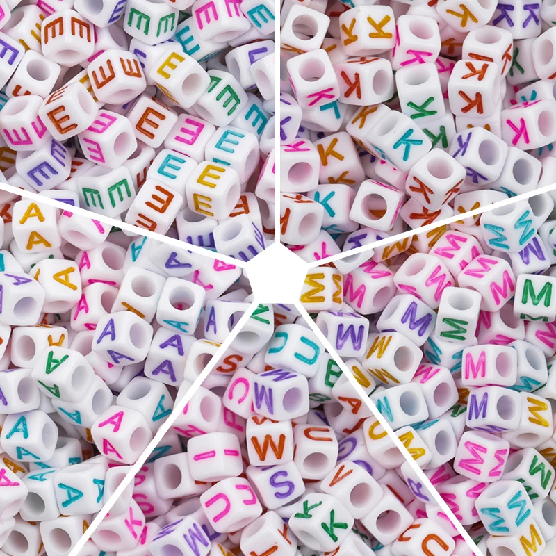 100pcs Acrylic Colorful Square 26 Letter Beads For Jewelry Making Alphabet Loose Beads Diy Necklace Bracelets Decoration