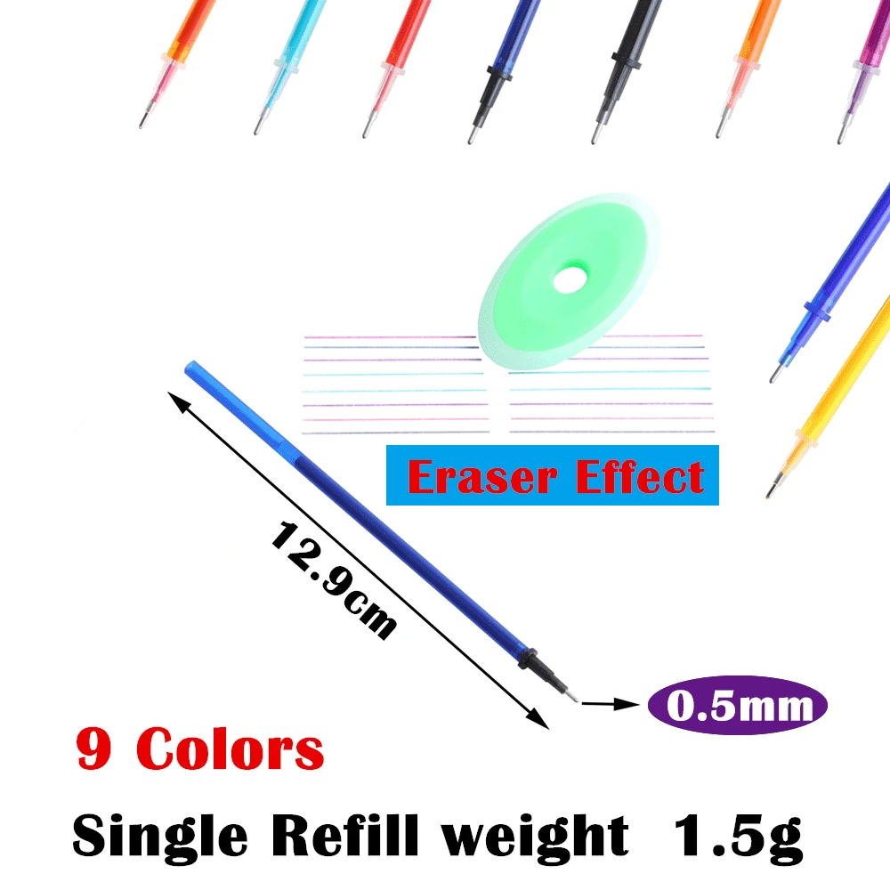 A Pen 20 Pcs/Set Students Erasable Pen Washable Handle Blue Black Red 0.5mm Pens Refill Rod for Office School Writing Supplies