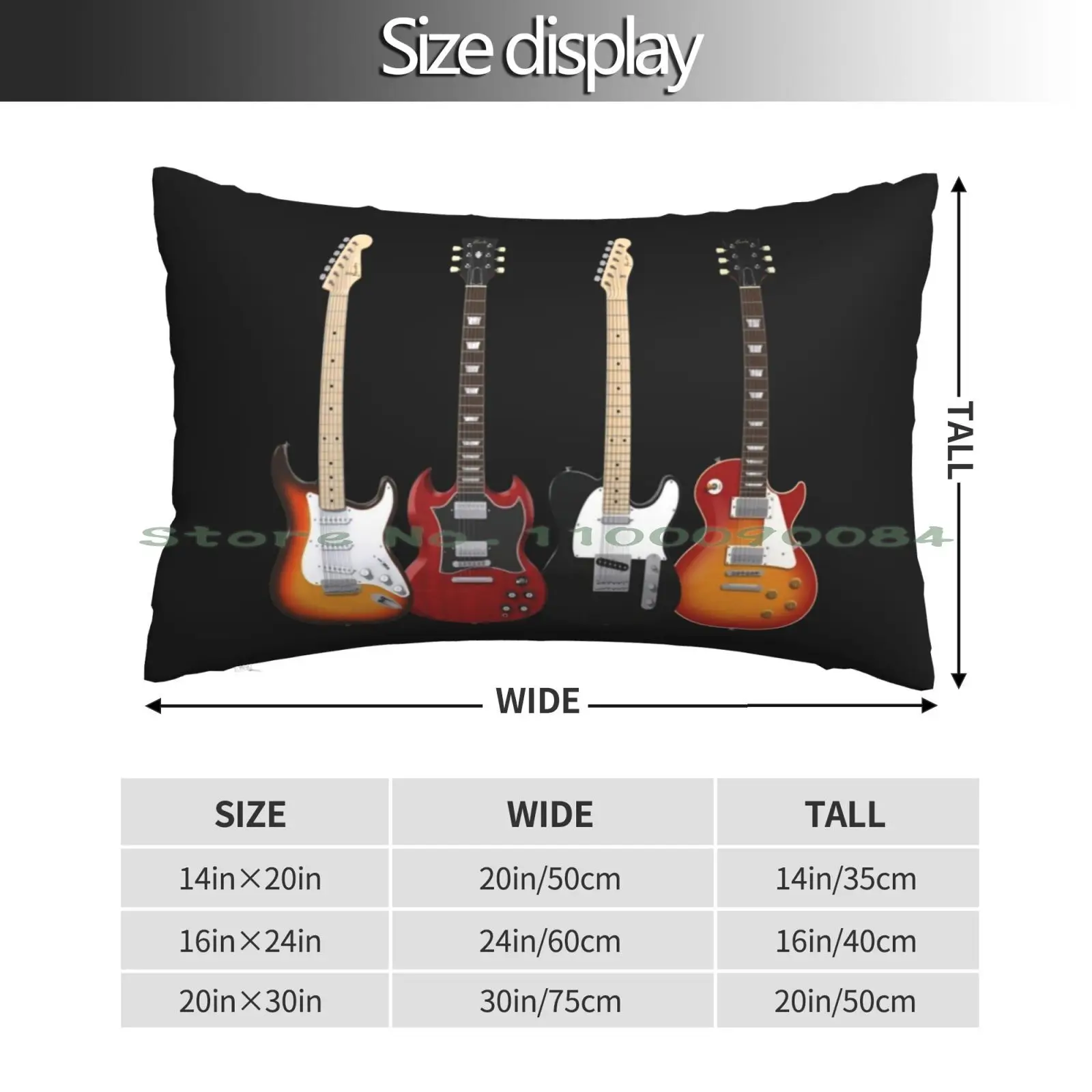 Four Electric Guitars Pillow Case 20x30 50*75 Sofa Bedroom Ocean Vacation Home On Rent Home To Rent Rental House Beach House