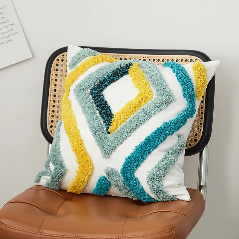 Capa de Almofada Tufted para Decoração Home, Pillow Cover, Color Block, Sofá, Cama, Cadeira, Sala de estar, Cama, Decoração Home, 45x45cm, 30x50cm