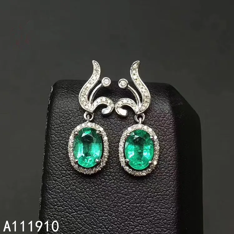 

KJJEAXCMY fine jewelry 925 sterling silver inlaid Natural Emerald Women's earrings exquisite support detection fashion