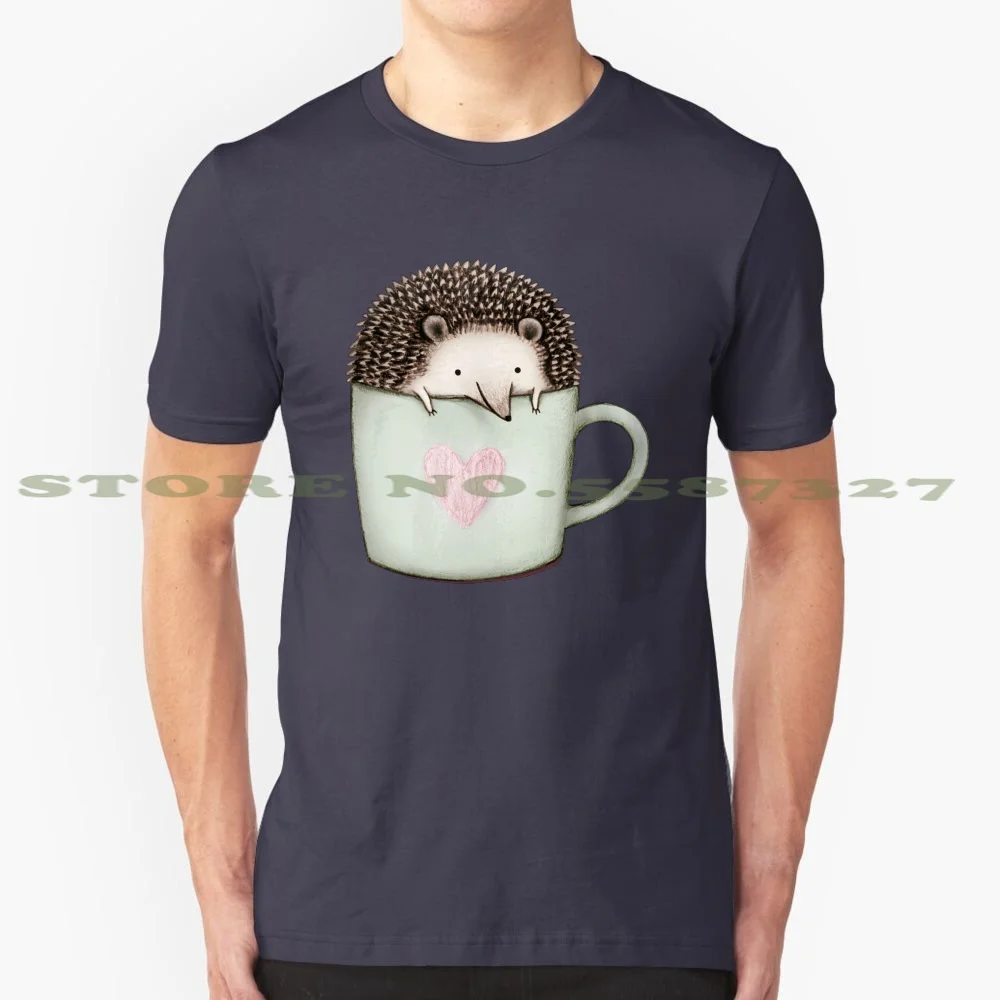 Hedgehog In A Mug 100% Cotton T-Shirt Hedgehog Cup Hedgie Hoglet Cute Kawaii Heart Love Adorable Food Tea Coffee Drink Cafe