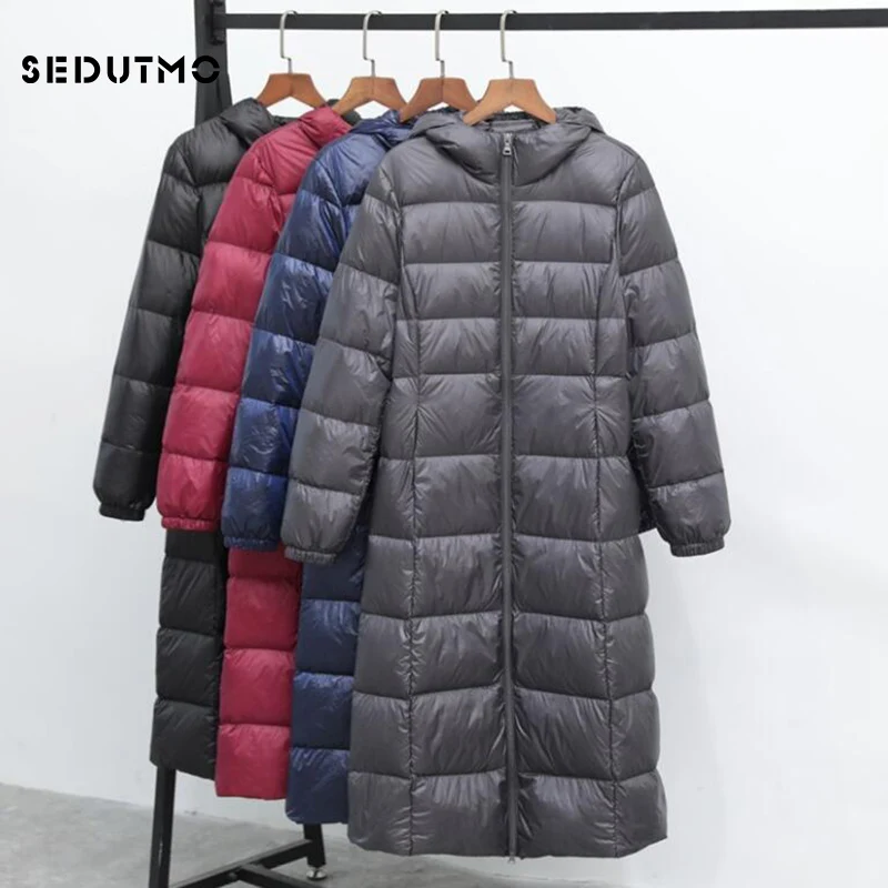 SEDUTMO-Doudoune longue pour femme, manteau à capuche optique mince, doudoune décontractée d'automne, ED919