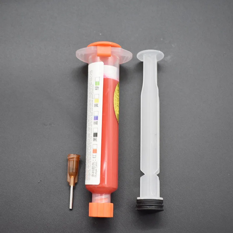 10ML Red UV Solder Mask  1 Needle & Push PCB BGA PAINT PREVENT CORROSIVE ARCING Soldering Paste Flux Cream Welding Fluxes Oil