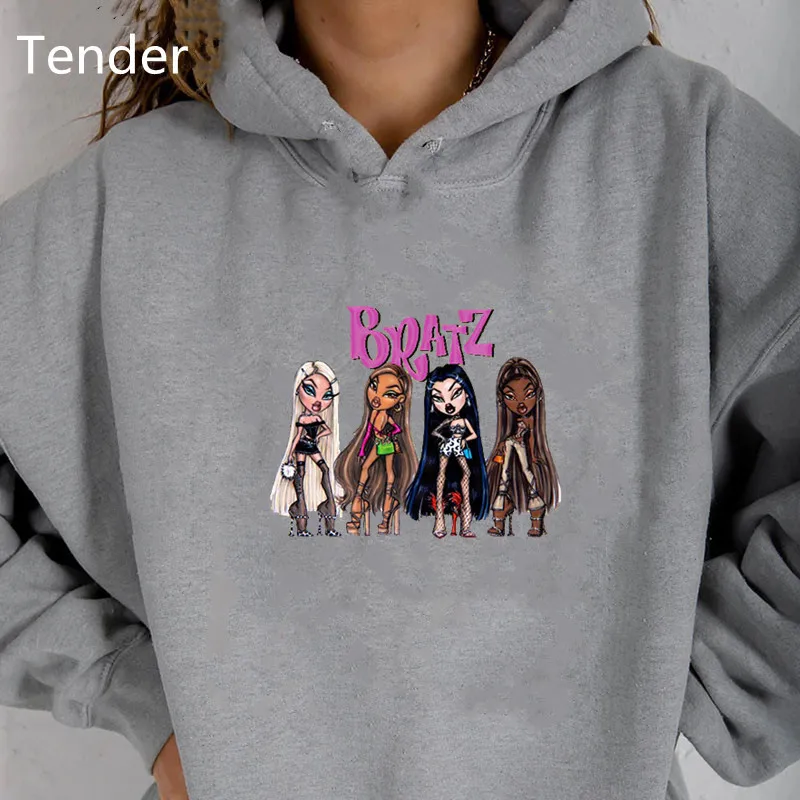 

New Bratz Letter Hoodie Sweatshirts Ladies Casual Pullover Thicken Large Pocket Tops Fashion Long Sleeve Print Graphic Hoody