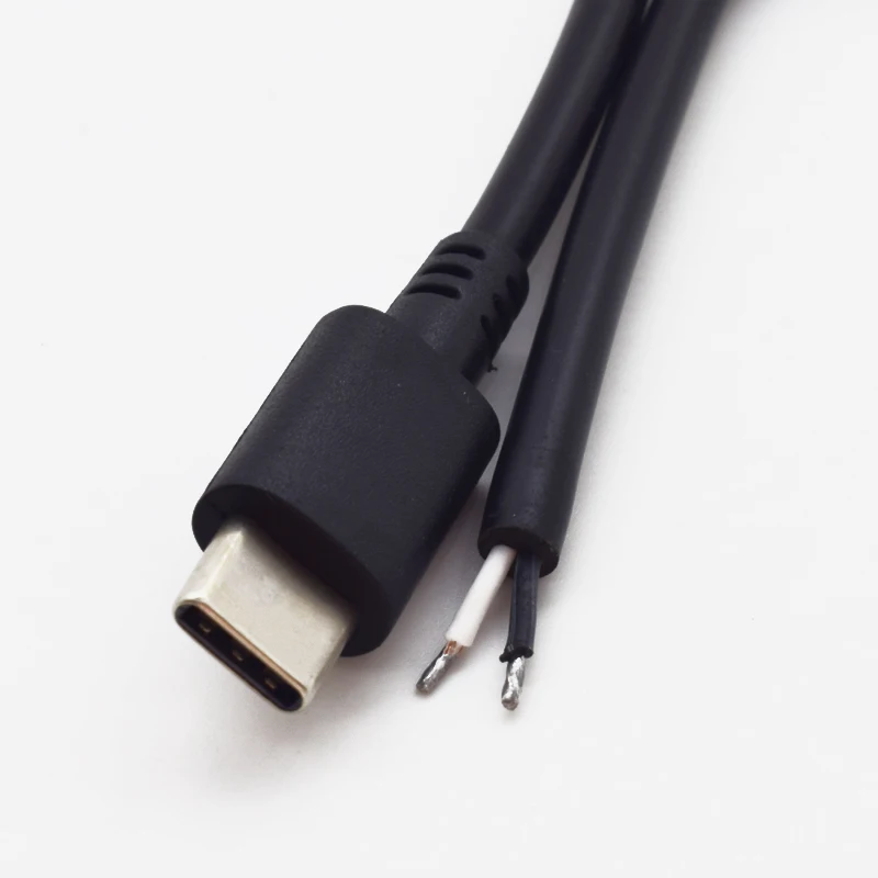 1 قطعة 25 سنتيمتر USB C نوع-C كابل توصيل الذكور 2 أسلاك الطاقة وصلة كابل ضفيرة لتقوم بها بنفسك