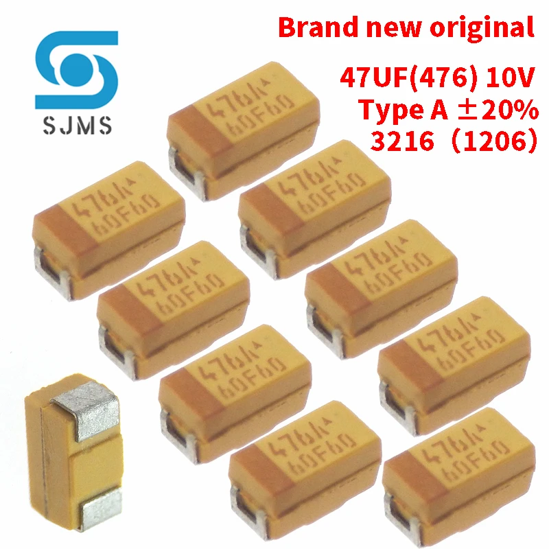 10/20/50 sztuk Brand new oryginalny SMD kondensator tantalowy 476M 47UF 10V ± 20% 476A typ A 3216 1206 pojemność wysokiej jakości