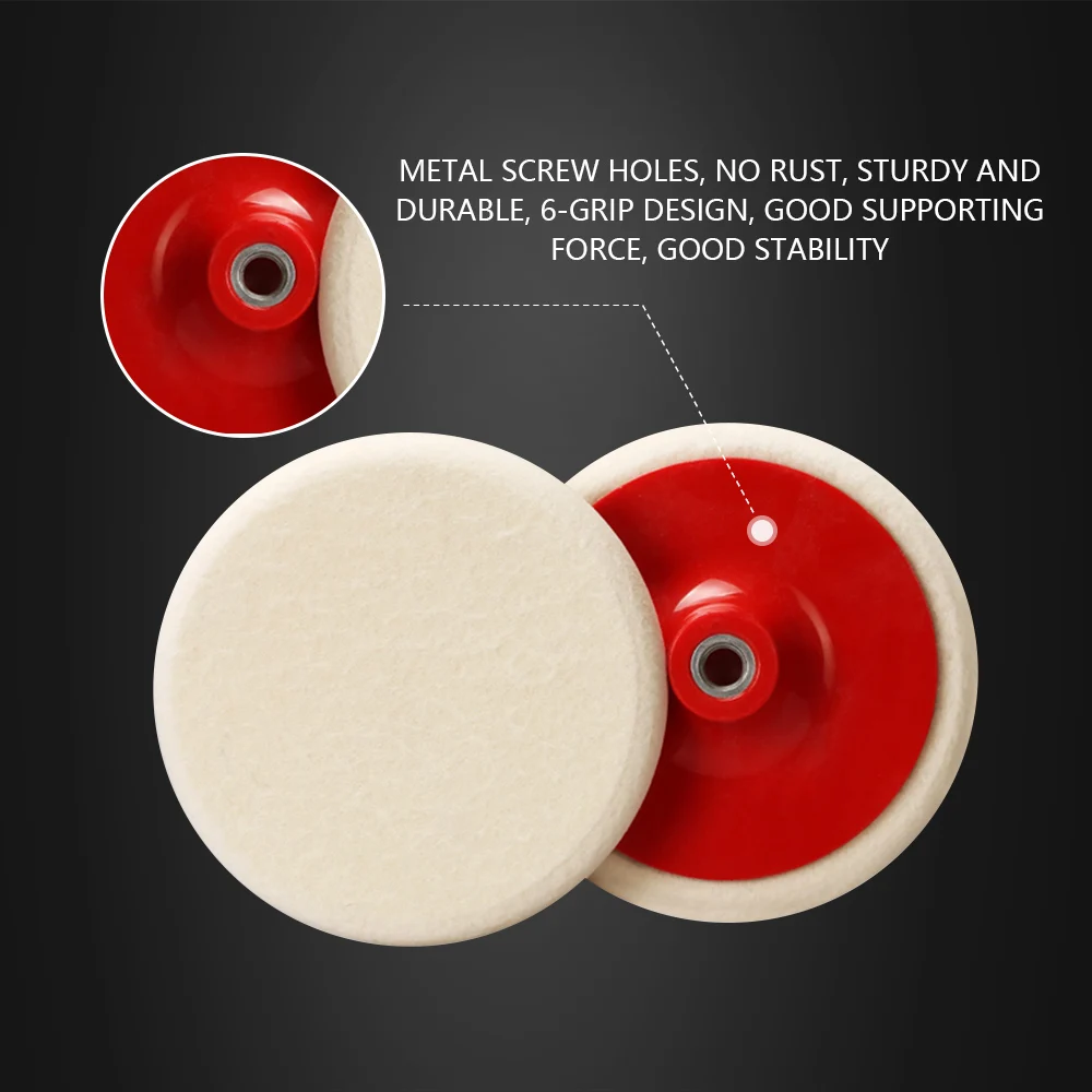 SPTA 5Inch / 6Inch Wool Felt Polishing Pads M14 Thread Felt Wheel Flocking Buffing Pad Car Paint Finish Polishing Disk