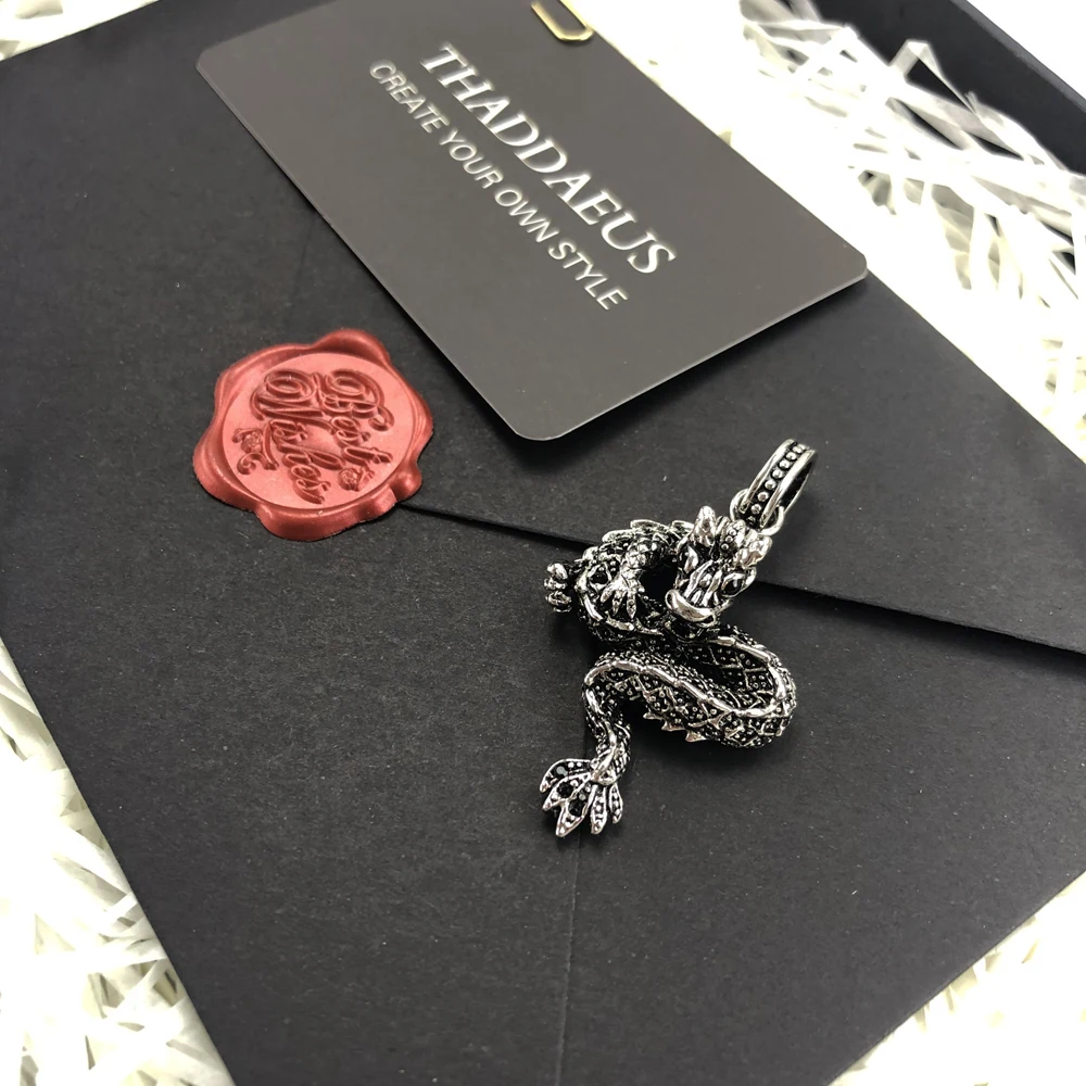 Anhänger Drache Schwarz Marke Modeschmuck Europa 925 Sterling Silber Accessoires Geschenk für Frau und Männer – Detail 4