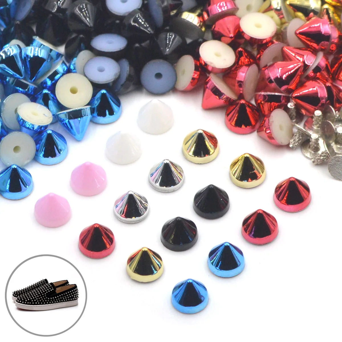 100Sets Cone Punk Studs Rivets Spikes for Shoes Bag Garment Decoration Diy Craft Accessories 6.5x5.5mm Wholesale Wholesale