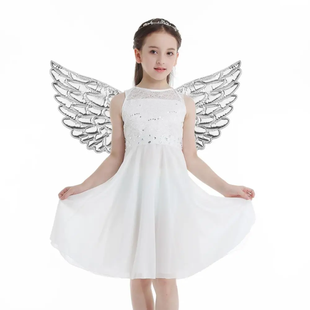 Kids Glossy Metallic Festival Carnival Masquerade Halloween Cosplay Party Angel Wings Children Stage Costume Accessories