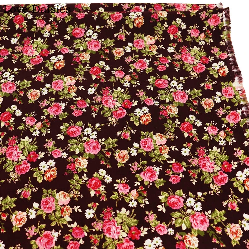 BLACK BROWN Yellow Orange Pink Red Rose Flower Floral 100% Cotton 21W Fine Corduroy soft Fabrics for DIY Dress Shirt Craft Decor