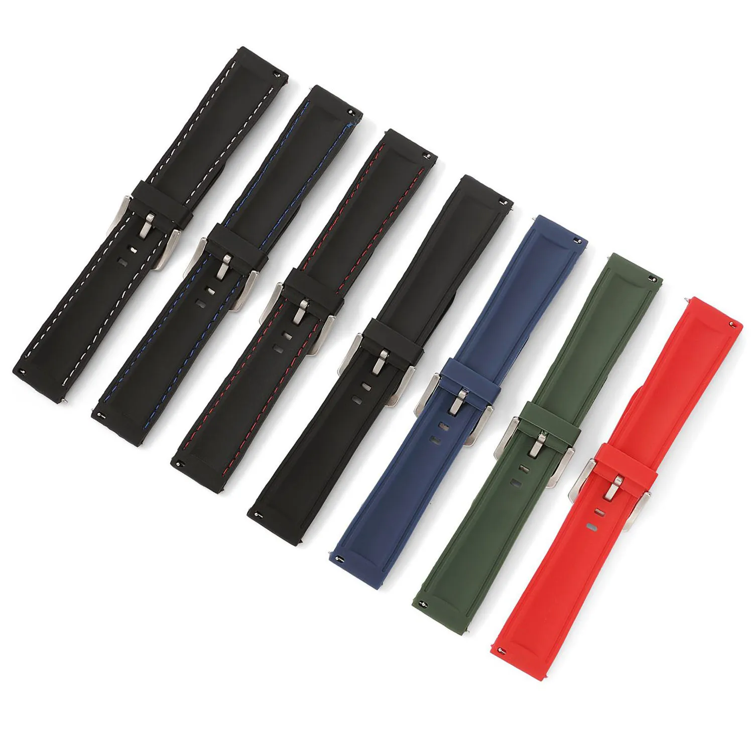 18mm 20mm 22mm 24mm Watchband Waterproof Sports Silicone Strap Quick Release Rubber Wrist Watch Band Belt Wristband