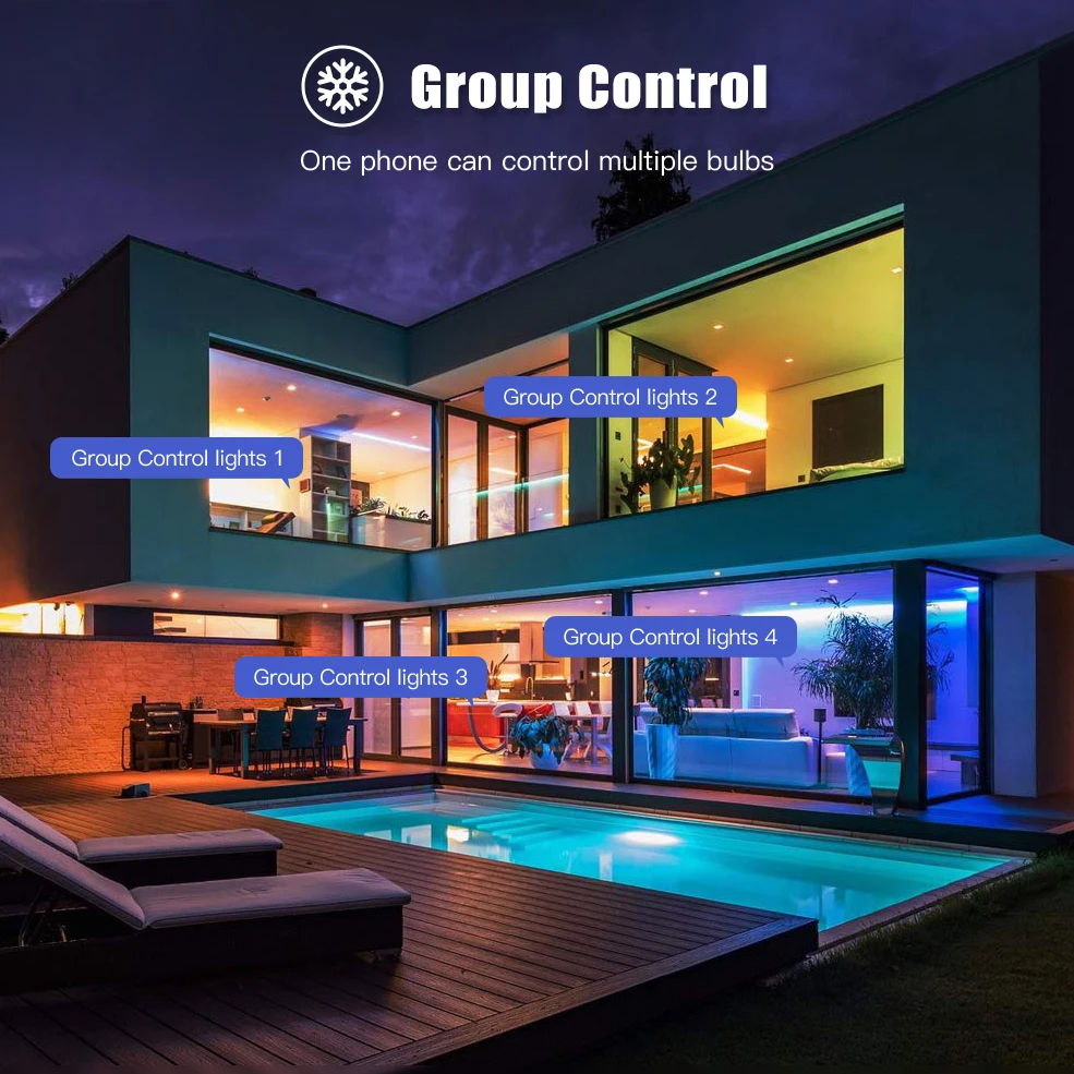 E27 WiFi Smart Light Bulb LED RGB Lamp Work with Alexa/Google Home 90-250V RGB+White+Warm white Dimmable IOS/Android APP Control