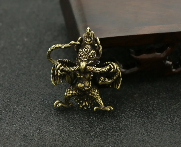 antique Handmade Brass Buddha statue GARUDA figure craft guardian amulet ornament Miniature decoration accessories a0019