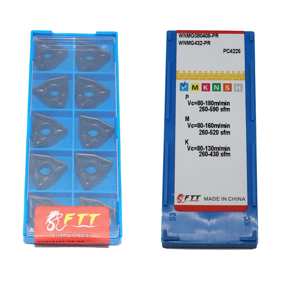 10 pz inserti in metallo duro WNMG080408-PR PC4225 di alta qualità WNMG08 CNC utensili per tornitura esterna utensili per tornio in metallo accessori per il taglio
