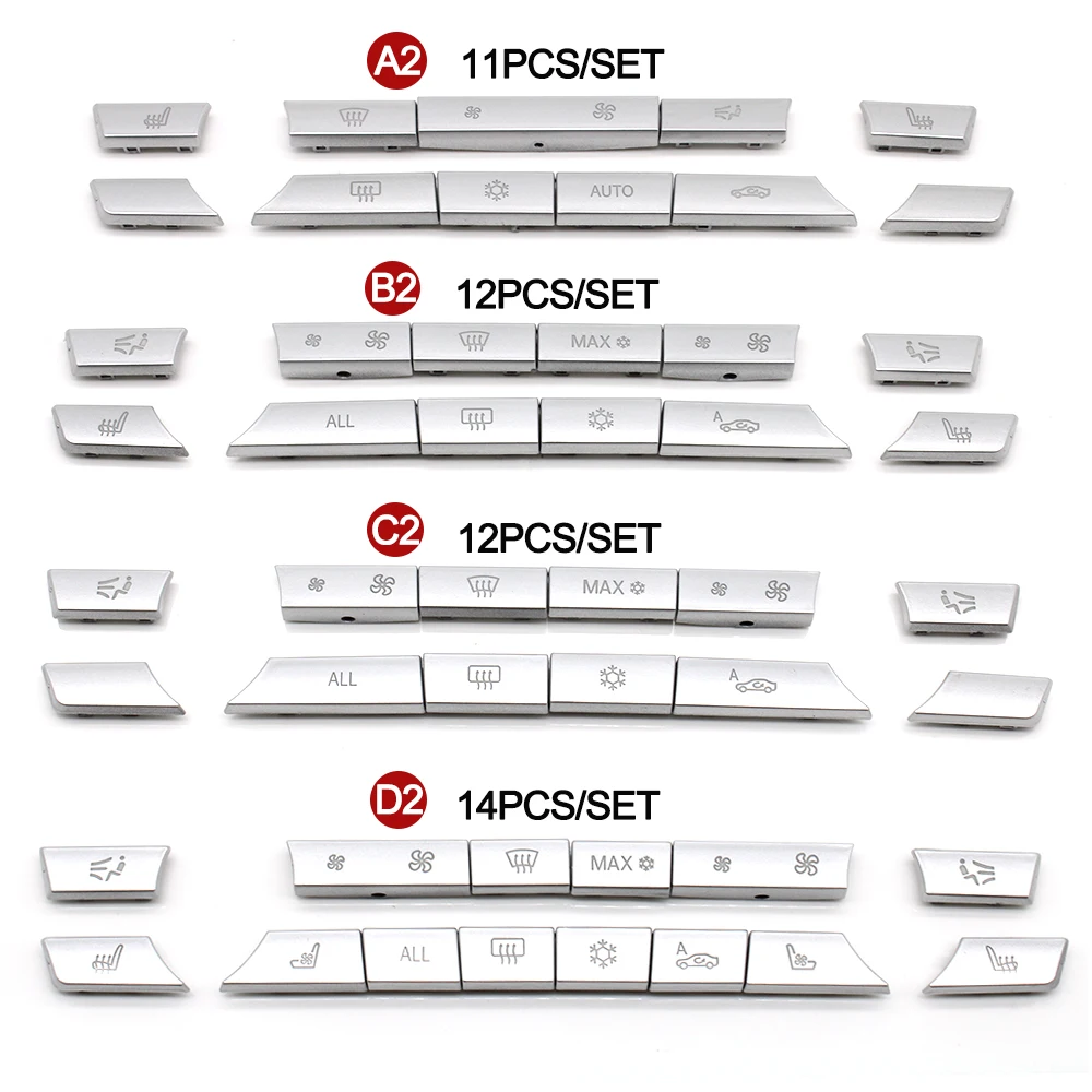 Tapas de botones de CA de Control de temperatura de aire acondicionado de salpicadero de Color plateado para BMW Serie 5, 6, 7, F10, F01, F02, 520,