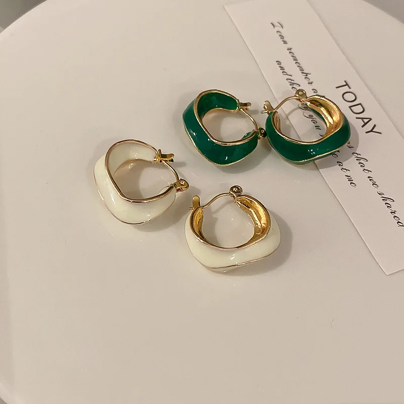 VENTFILLE-Boucles d'oreilles créoles en argent avec timbre, goutte verte, tempérament simple, cadeau de bijoux de ChimParty, 925, nouveau document, 2022