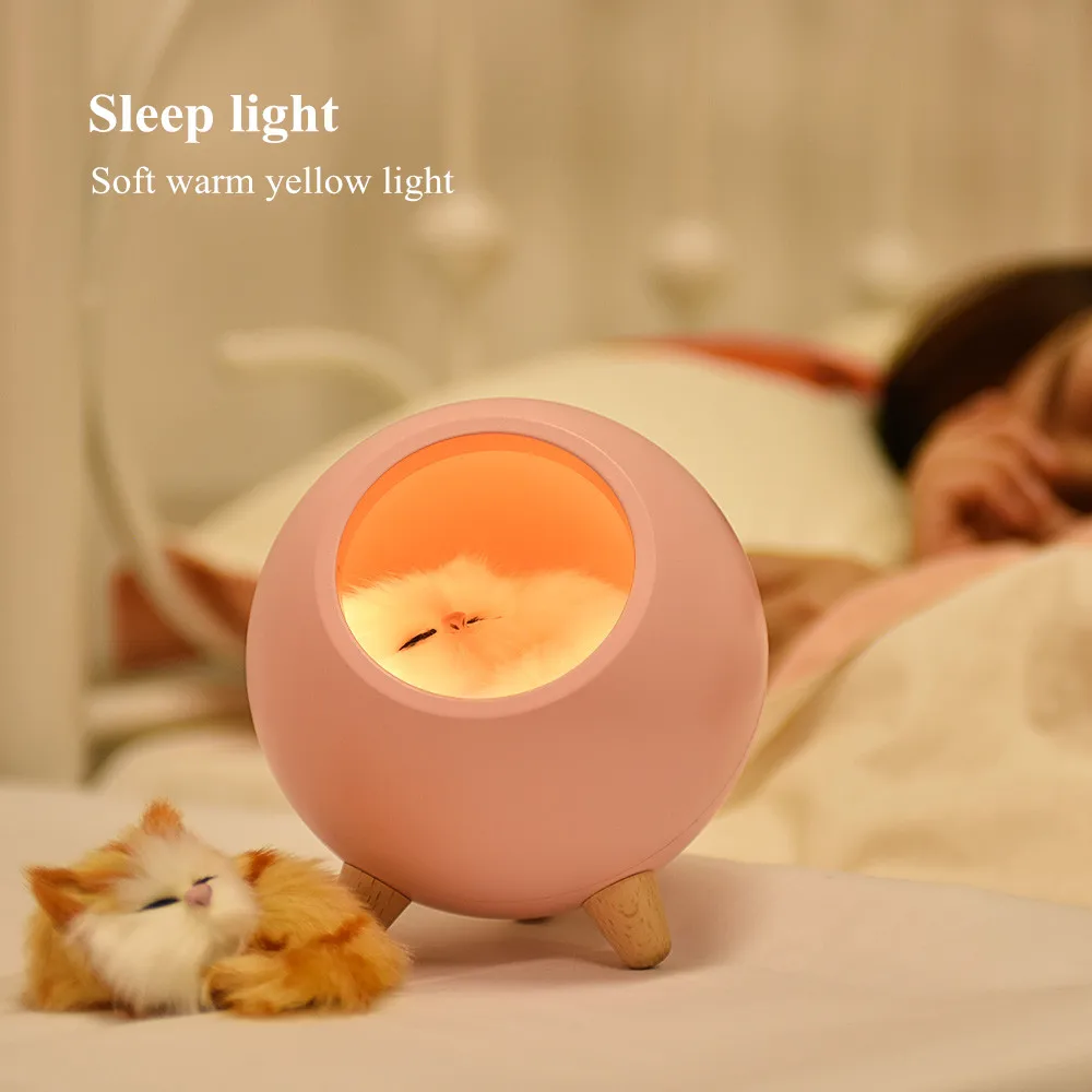 Cute Cat LED Night Light Touch Sensor Dimmable USB Rechargeable Bedroom Decoration Table Lamp for Children Baby Christmas Gift