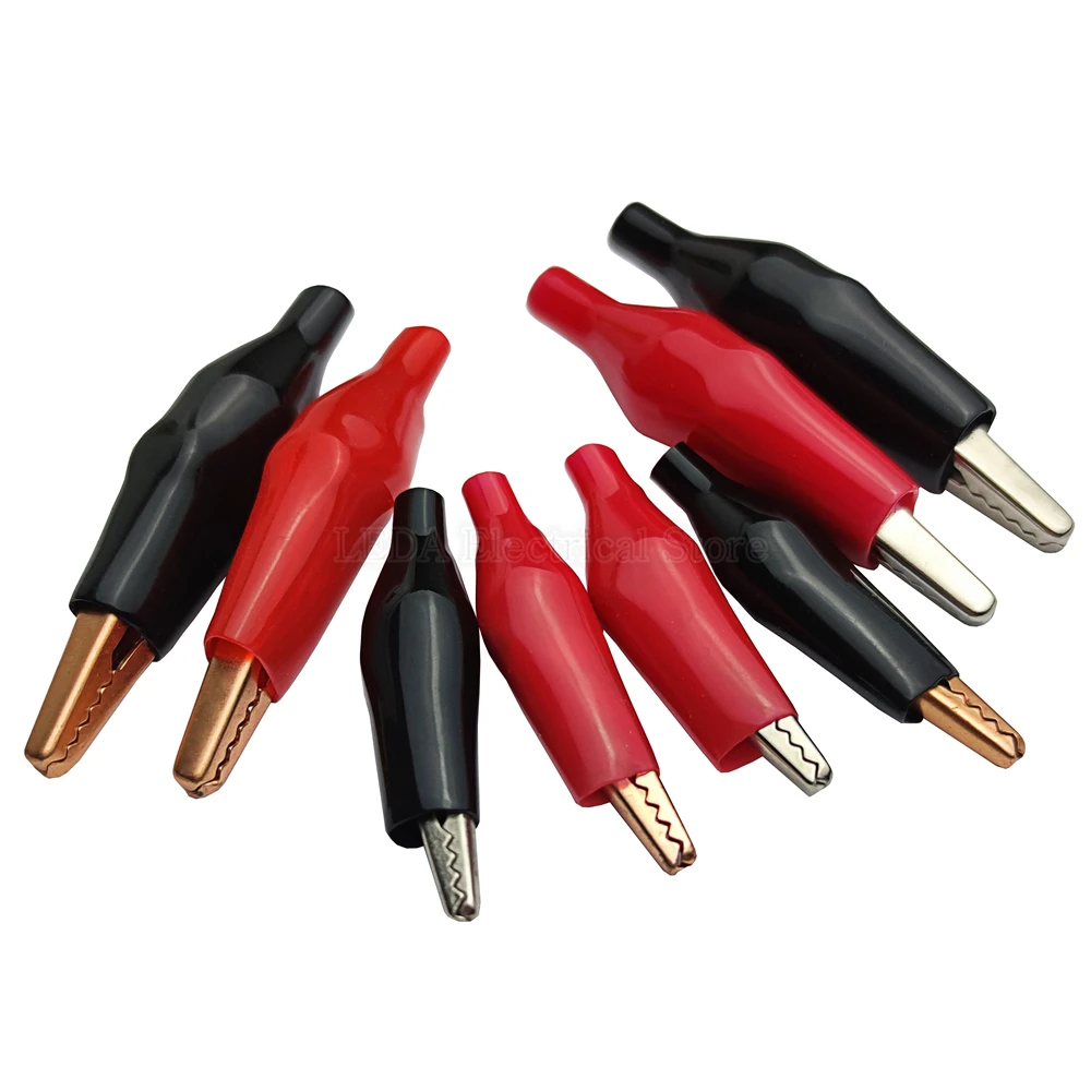 10Pcs 28mm 35mm 45mm Black Red Soft Plastic Coated Testing Probe Connector Mini Alligator Test Clips