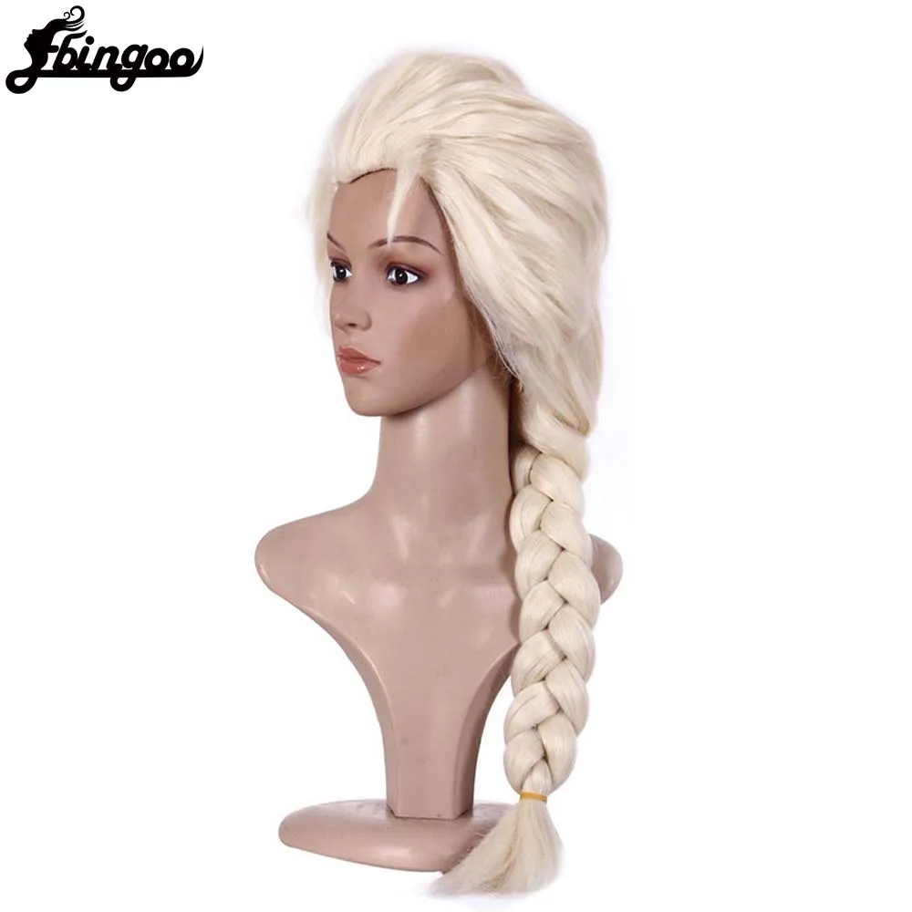 Ebingoo Synthetic Wig Elsa Wig Princess Cosplay Wigs Platinum Blonde Braids Heat Resistant Hair Wig +Wig Cap Halloween Role Play