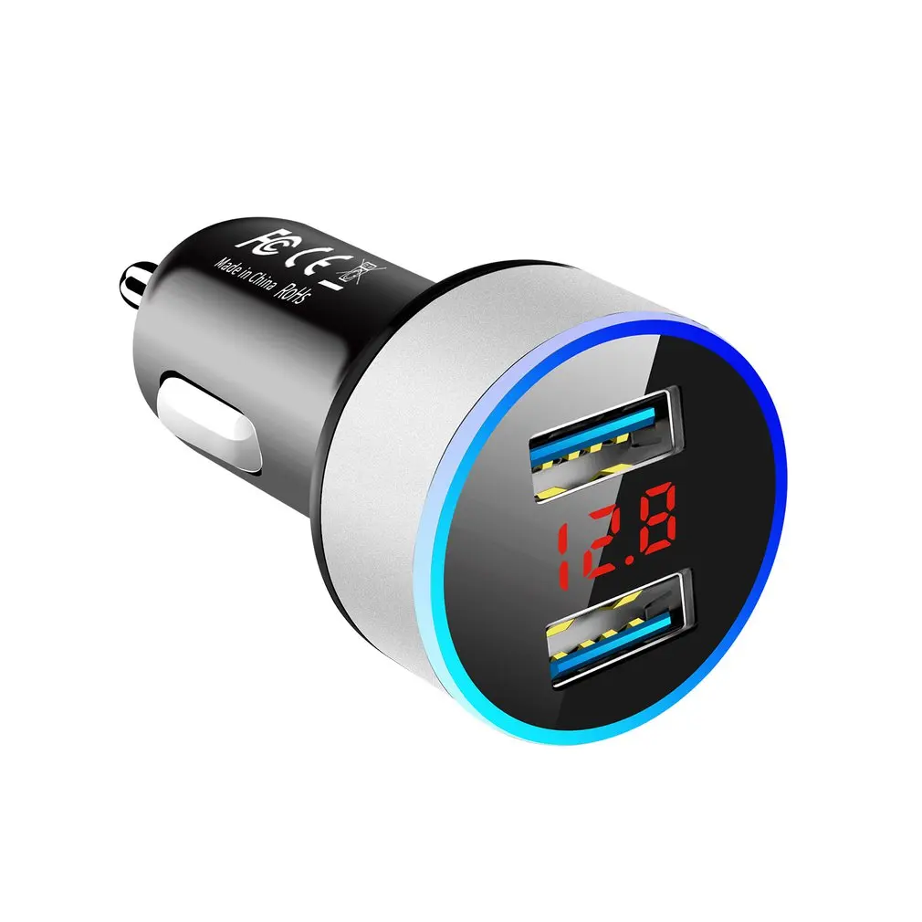 Dual USB Car Charger Adapter 3.1A Digital LED Voltage/current Display Auto Vehicle Metal Charger for Smart Phone/tablet 18w