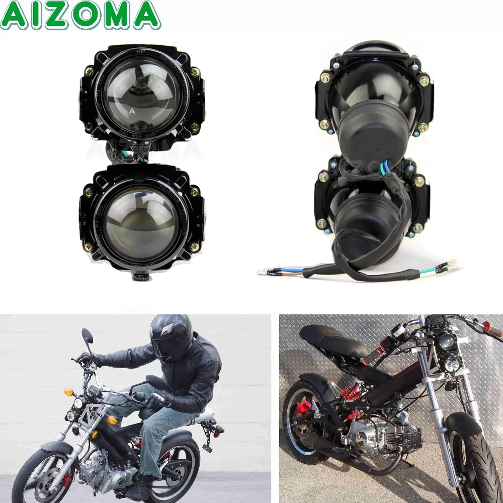 Motorcycle Headlight H3 Bulb Projector Headlamp Twin Stacked Head Lights Universal For Kawasaki Yamaha WRF KLR KLX CRF