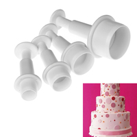 4Pcs Different Sizes Cake Mold Mini Round Circle Cookie Mold Plastic Cake Cutter Mold Biscuit Fondant Sugar Plunger Craft Decor