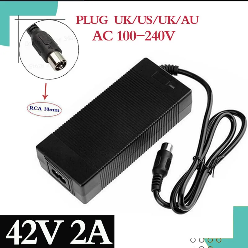 36V Charger Output 42V 2A  Powerboard Lithium Battery Charge with RCA10MM Connector