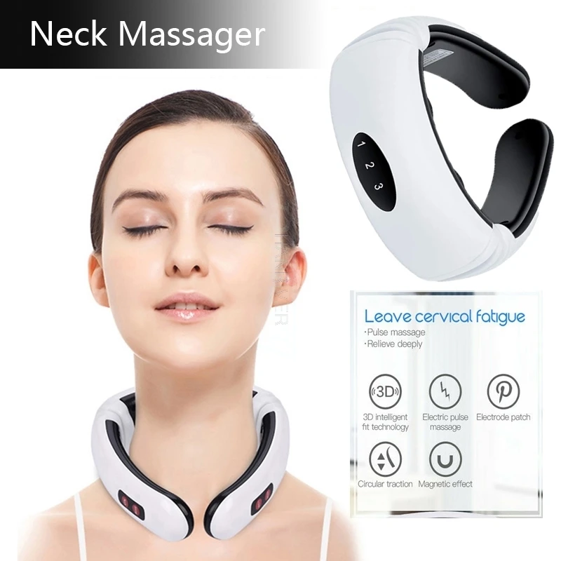 Electric Pulse Back and Neck Massager Far Infrared Heating Pain Relief Tool Health Care Relaxation