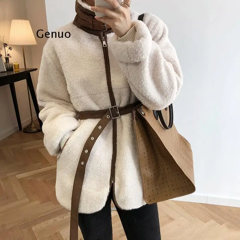 

Coat thickened and cotton lamb wool coat women's winter new Korean version dongdamen cashmere fur integrated motorcycle suit