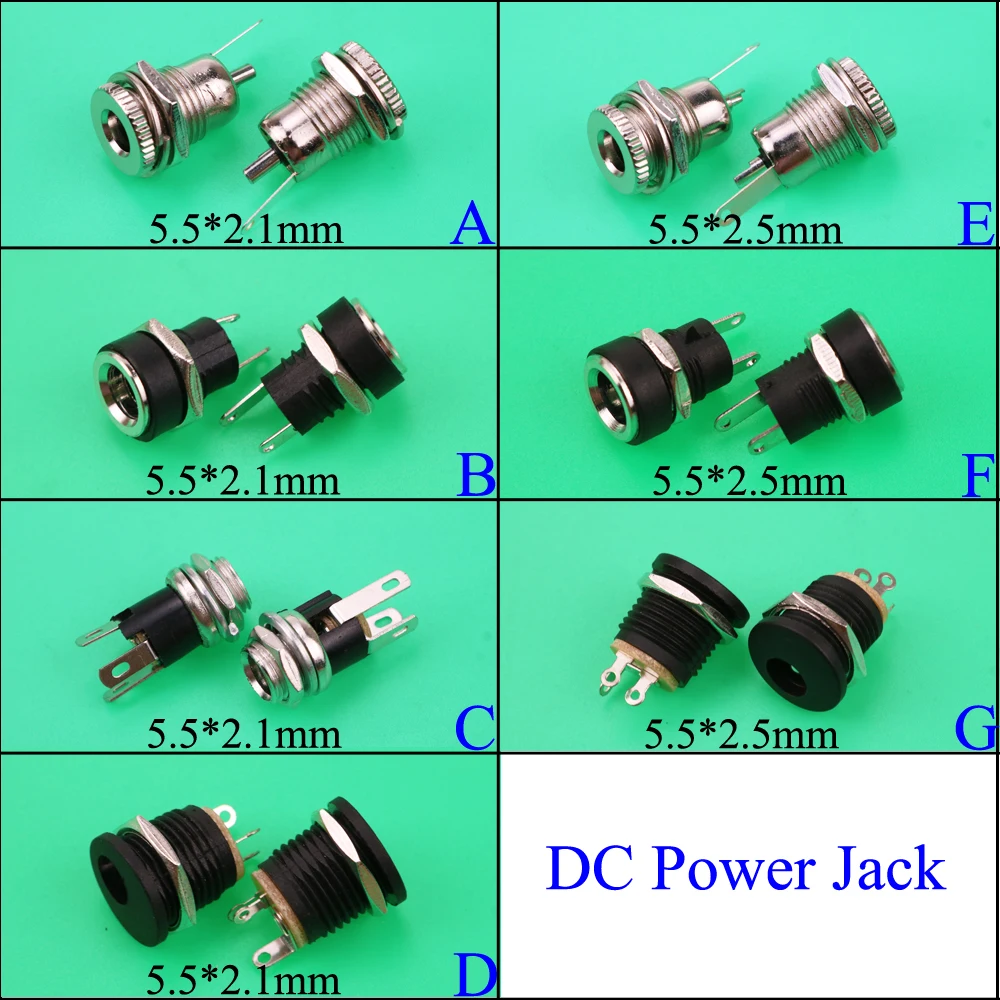 

YuXi 5.5 mm x 2.1mm DC Power Jack Socket Female Panel Mount Connector Metal 5.5mm /2.1mm / 5.5*2.1 5.5*2.5