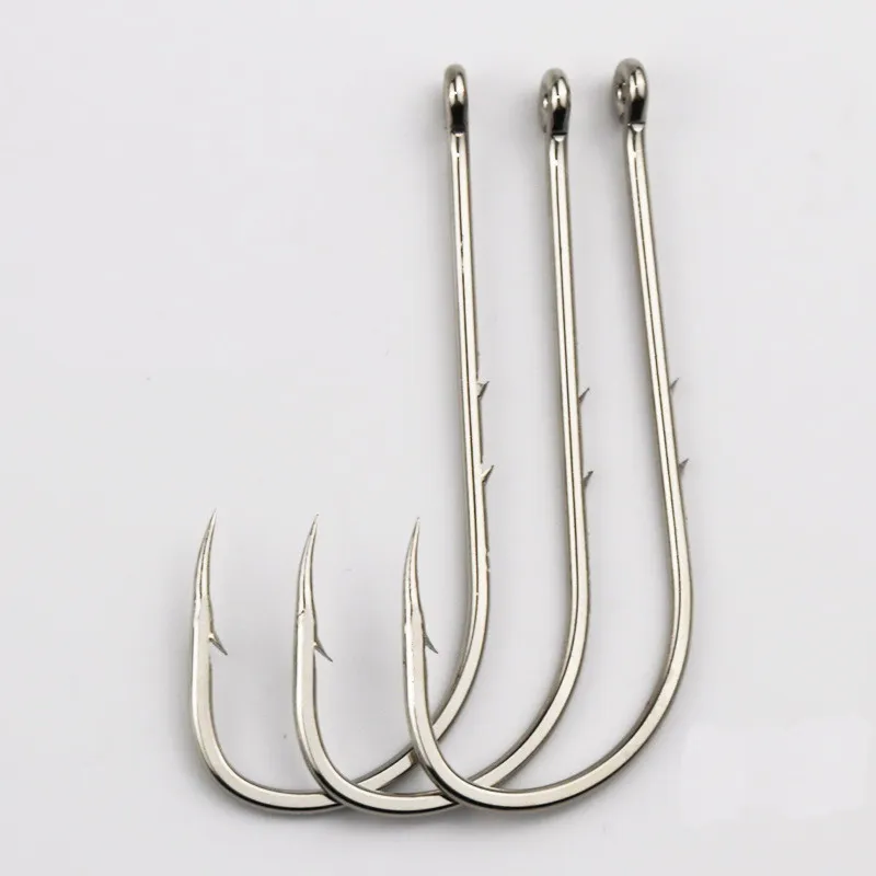 50pcs Fishhook Long Shank Fishing Hook 1#-12# High Carbon Steel Sharp Barbed Offset Narrow Bait Fishing Hooks Tackle Box