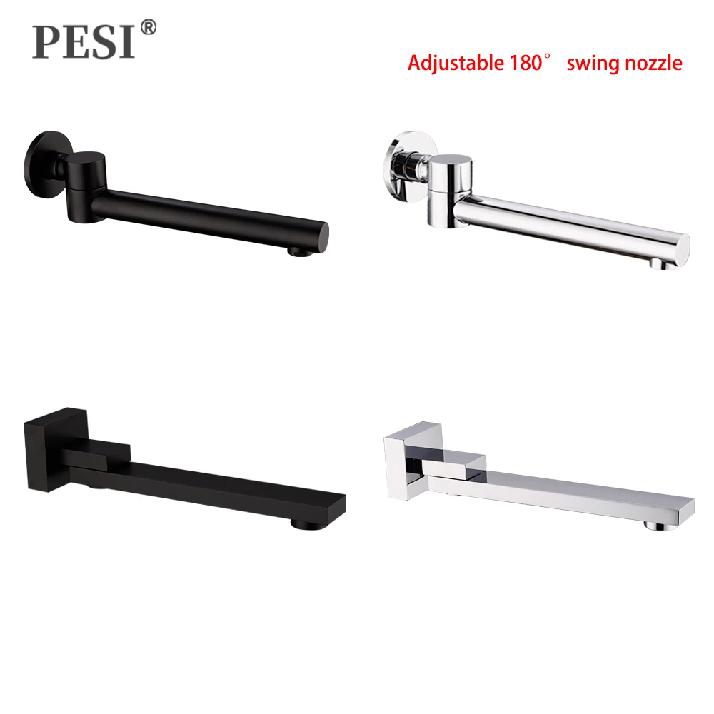 Wall Mounted Solid Brass Faucet Spout Square and Round Chrome Solid In Wall Outlet  Mixer Shower Faucet Accessories.