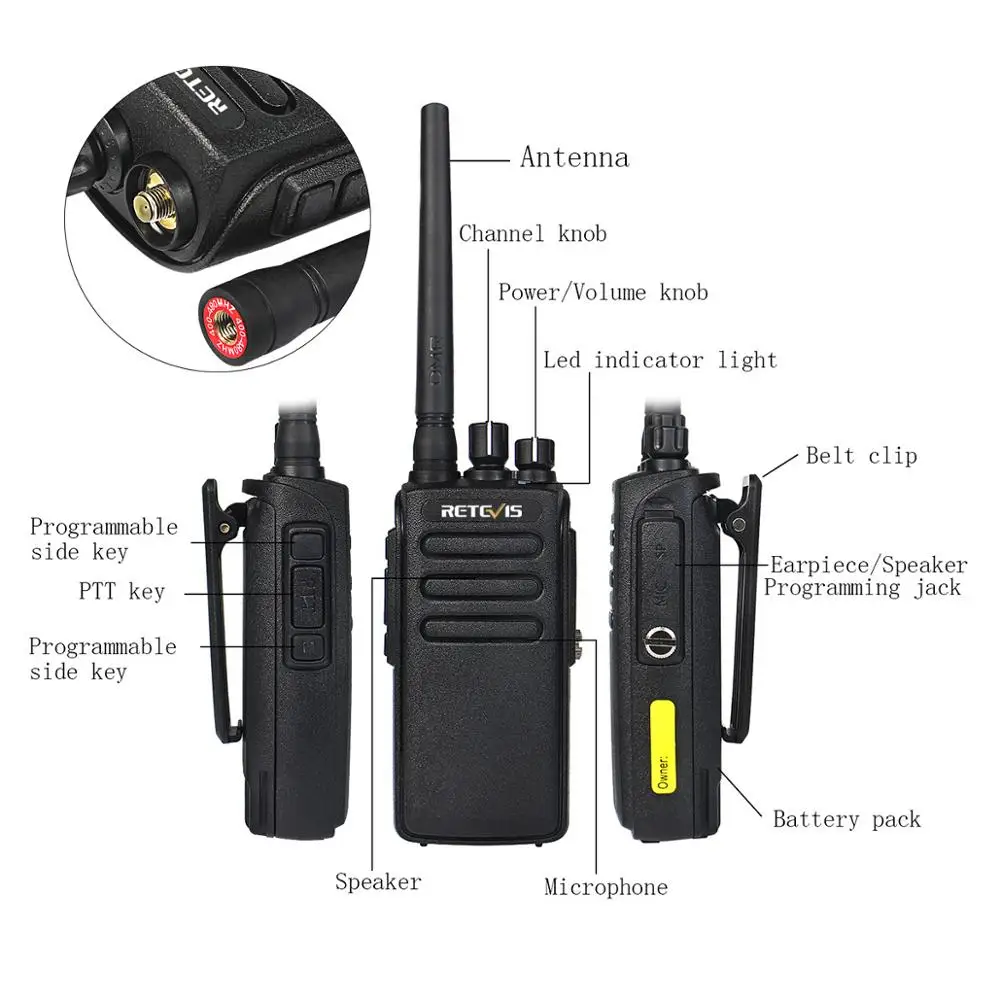 Imagem -06 - Dmr Radioretevis Rt81 Alta Potência Digital Walkie Talkie Ip67 à Prova Dip67 Água Uhf Vox Rádio em Dois Sentidos para Armazém de Fábrica Agrícola Pcs