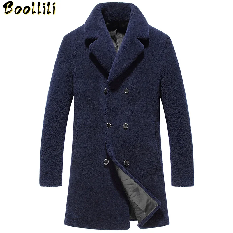 

Men's Winter Boollili Jacket Real Fur Coat Men Shearling Wool Coat Luxury Jackets Male Long Coats Natural Fur Erkek Mont