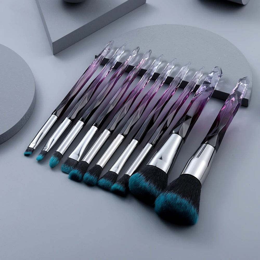 Kosmetyki-Crystal Pro Makeup Brushes Set, Kit Beleza, Pó, Rosto, Base, Sombra, Sobrancelha, Lábio, Mulher, Beleza, 5, 10Pcs