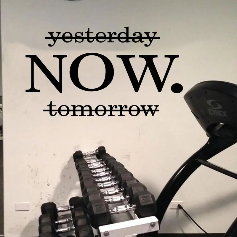 Now Tomorrow Yesterday No Quote Wall Sticker Vinyl Interior Decor Motivational Words Gym Office Classroom Decals Murals 4534