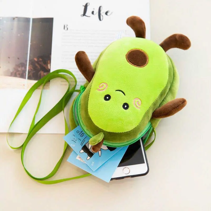 New Fashion Children Plush Girls Shoulder Bag Cute Avocado Messenger Bag Kids Keys Coin Purse Cute Princess Mini Handbag