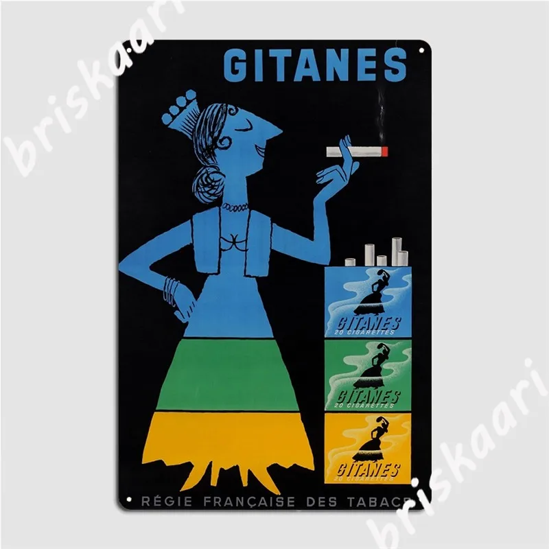 Gitanes Cigarettes Metal Plaque Poster Painting Décor Wall Cave Printing Living Room Tin Sign Poster