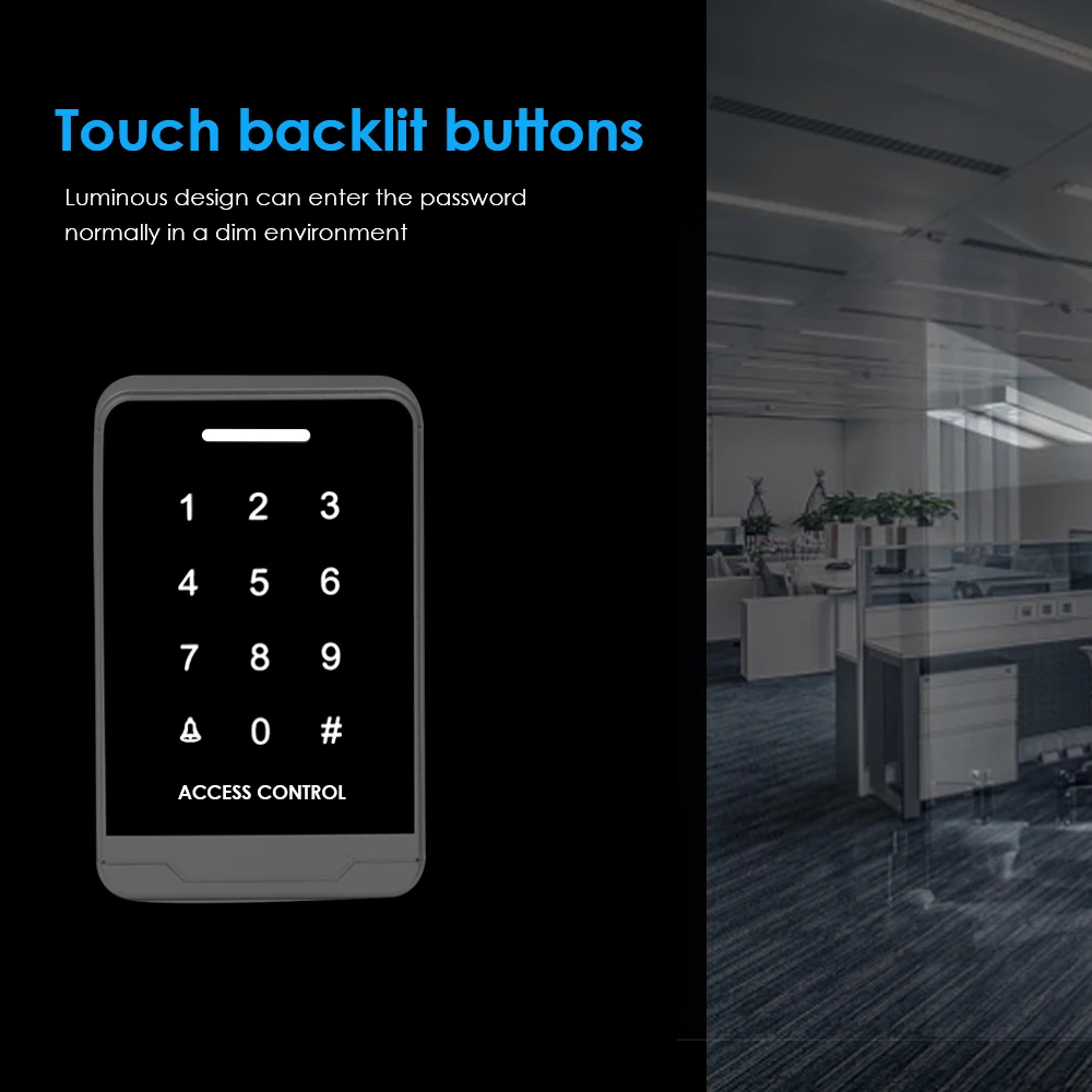 Door Access Control Digital Panel 10000 User Capacity Touch Keypad RFID 125Khz Card Reader - Access Control System