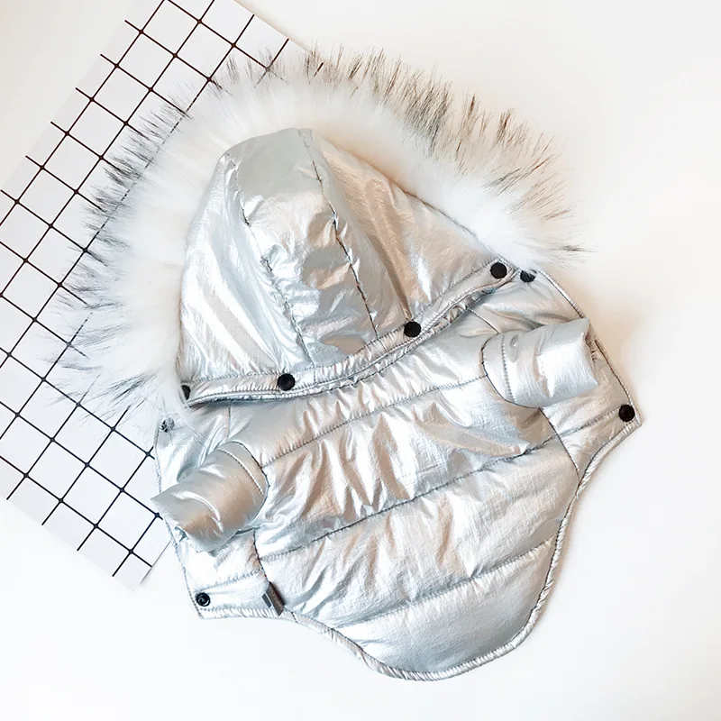Winter Small Dog Clothes Big Fur Collar Puppy Coat Jacket French Bulldog Pet Dog Clothing Waterproof Hoody Outfits Dog Costume